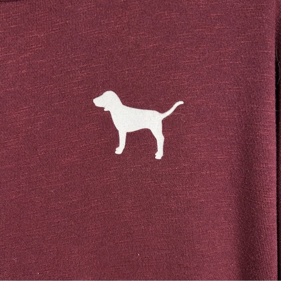 Pink Sweatshirt Womens XS Maroon Long Sleeve Scalloped Pullover - Picture 4 of 4